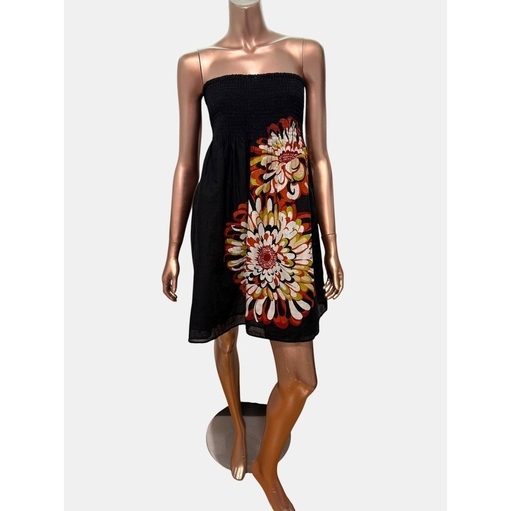 Missoni Strapless Smocked Tube Dress Boho Retro 70s Floral Print Beach Coverup/M